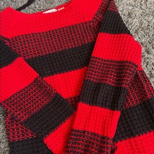 red & black striped sweater
